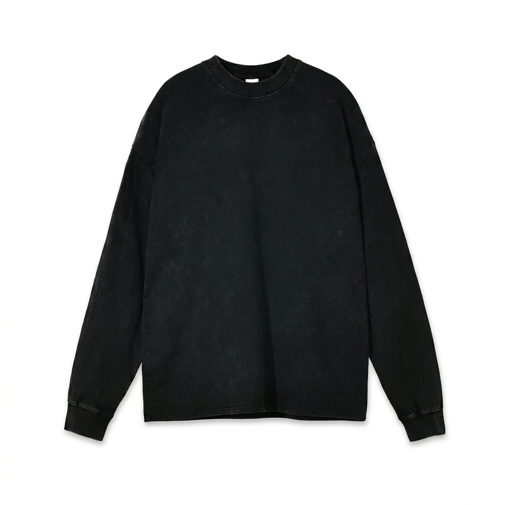 Custom Acid Wash Oversized Long Sleeve T-Shirt — Long Sleeves
