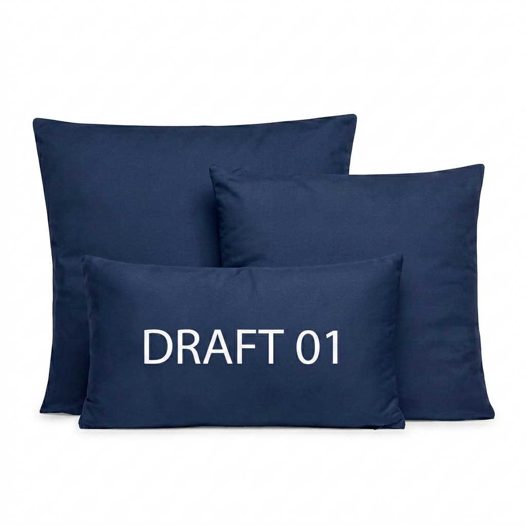 Custom All-Over Print Accent Pillow design direction 3: Typography Experiment featuring the DRAFT 01 wordmark
