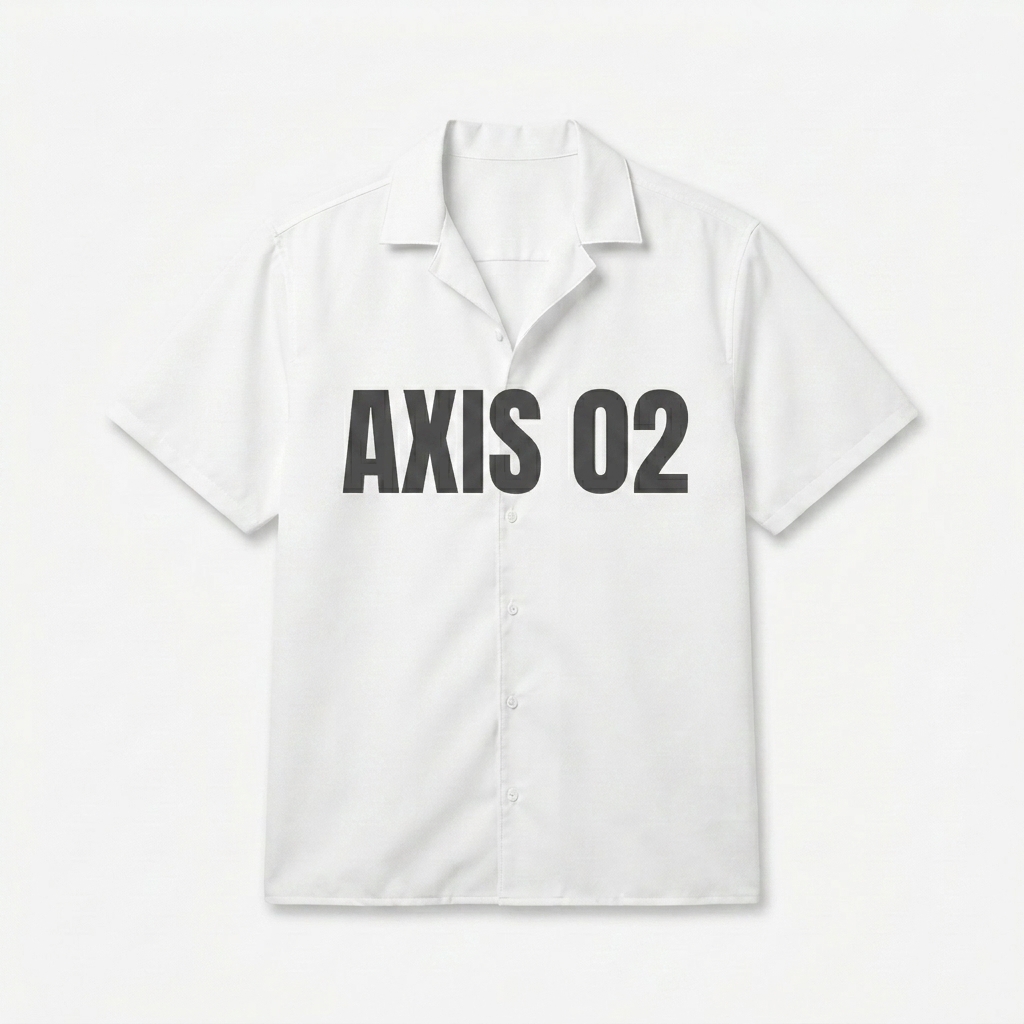 Custom All-Over Print Button Shirt design direction 1: Abstract Geo Pattern featuring the AXIS 02 wordmark