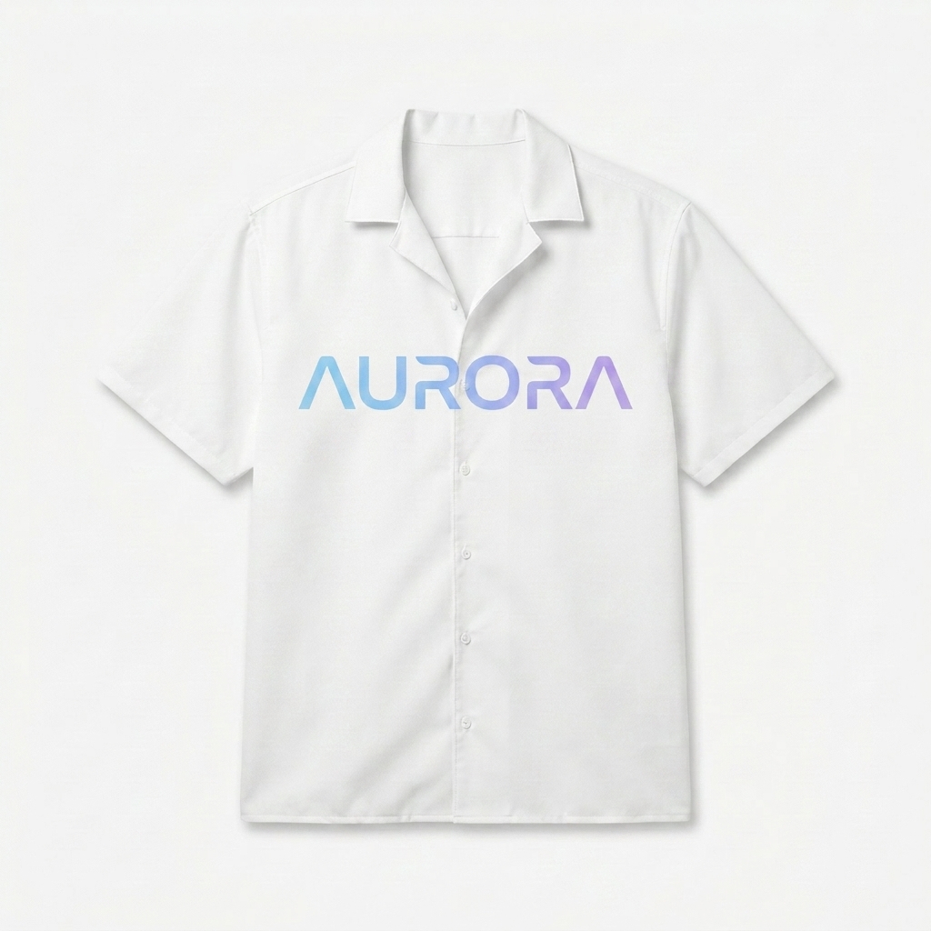 Custom All-Over Print Button Shirt design direction 3: Retro Gradient Wordmark featuring the AURORA wordmark