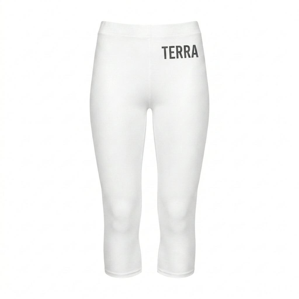 Custom All-Over Print Capri Leggings design direction 1: Botanical Sketch All-Over featuring the TERRA wordmark