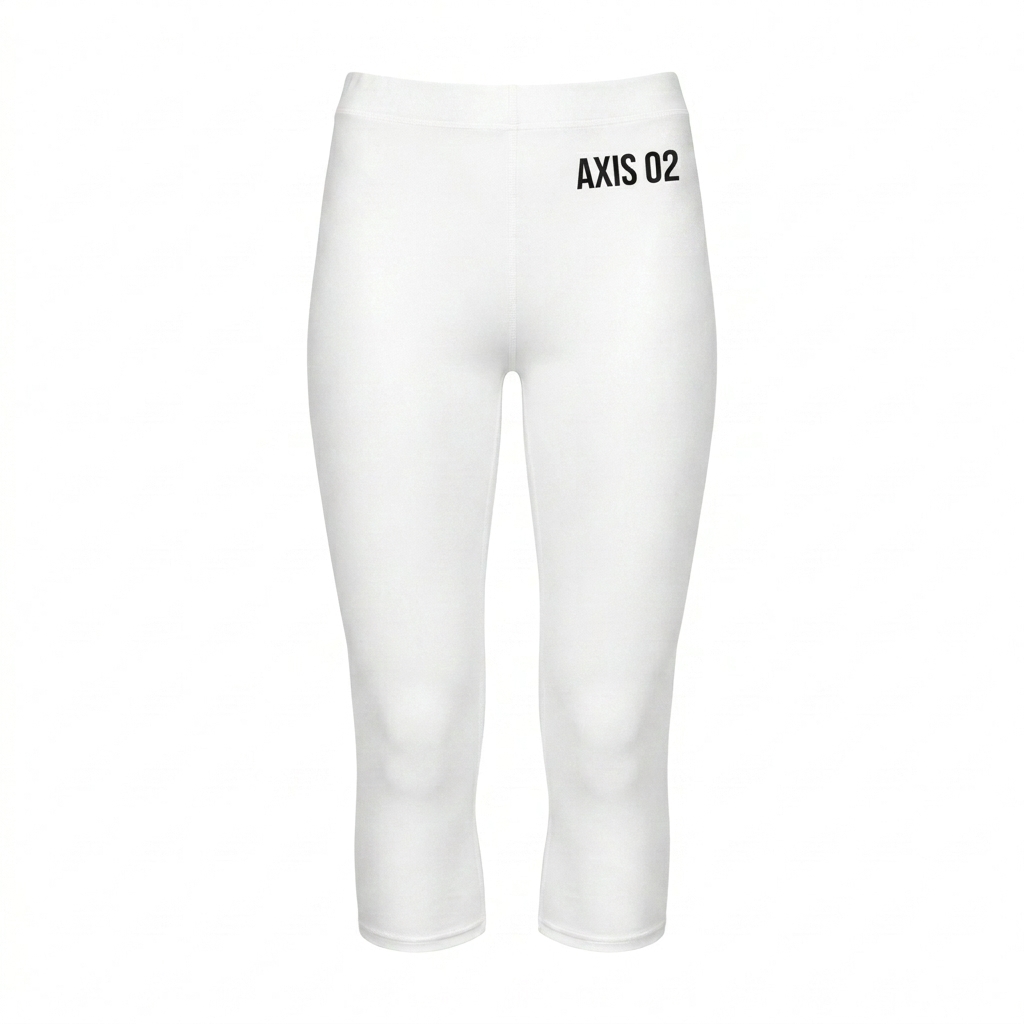 Custom All-Over Print Capri Leggings design direction 2: Geometric Grid Pattern featuring the AXIS 02 wordmark