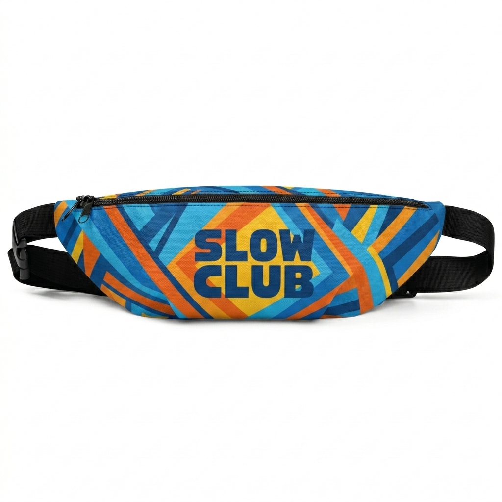 Custom All-Over Print Fanny Pack design direction 2: Bold Abstract Graphic featuring the SLOW CLUB wordmark