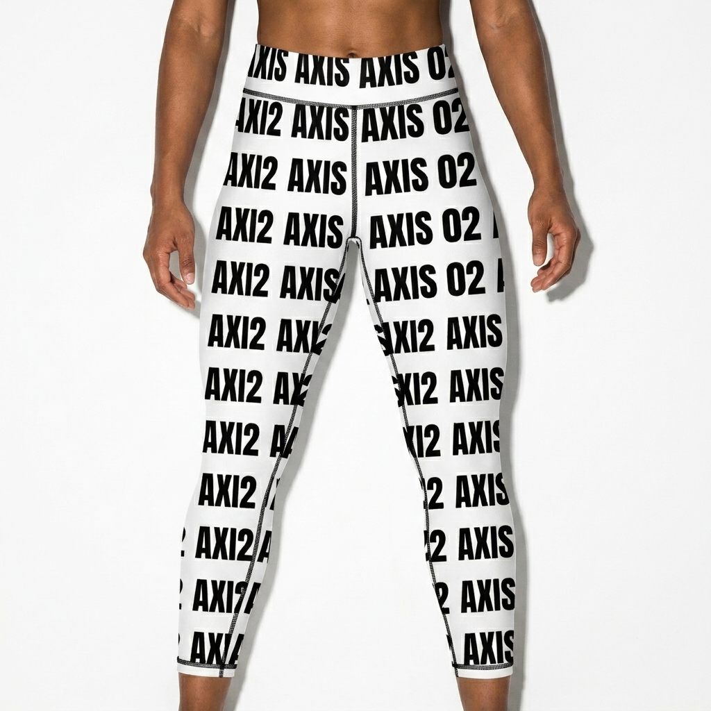 All-Over Print Leggings worn by a athletic muscular North African female fashion influencer, preppy ivy styling, studio lookbook — custom all-over print leggings