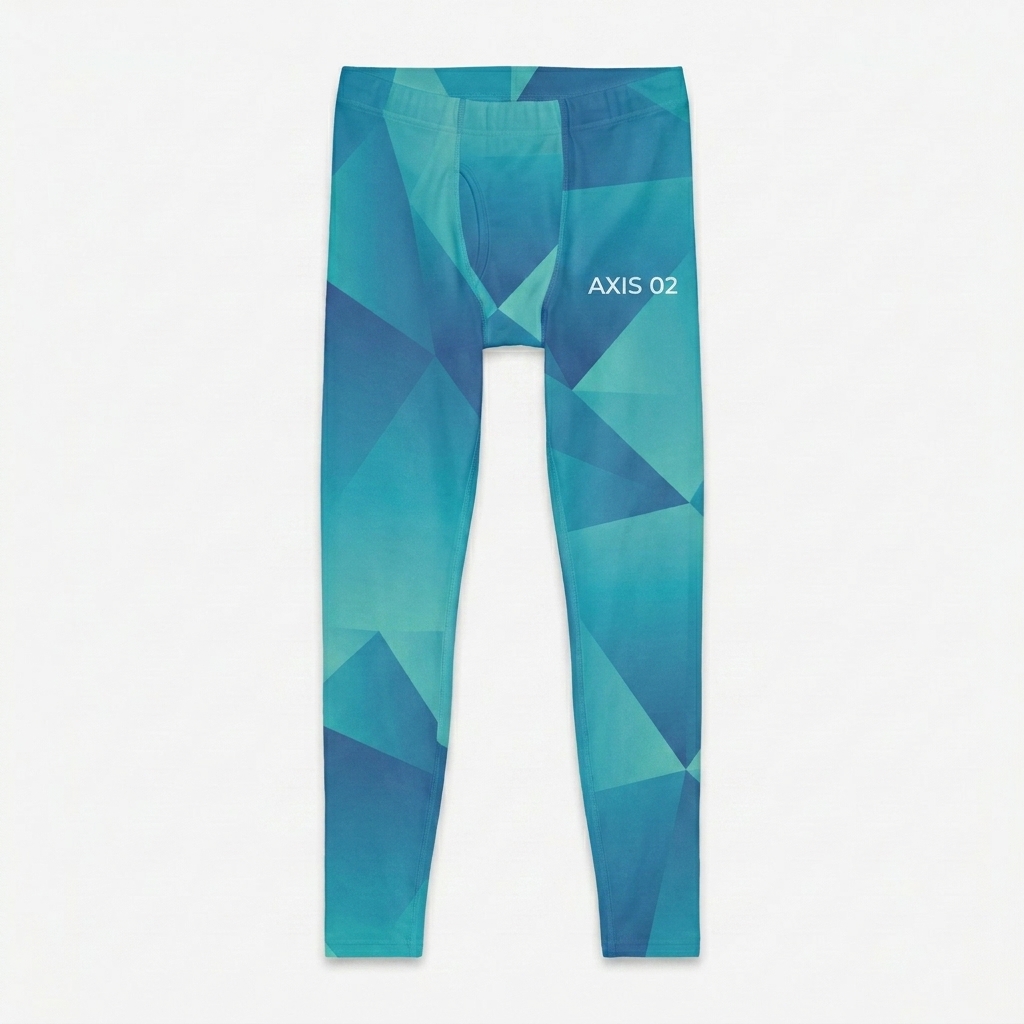 Custom All-Over Print Men's Leggings design direction 1: Geometric Gradient All-Over Print featuring the AXIS 02 wordmark