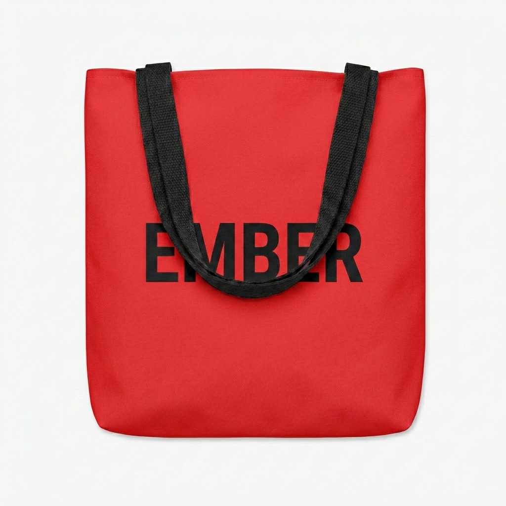 Custom All-Over Print Tote Bag design direction 2: Botanical Sketch featuring the EMBER wordmark