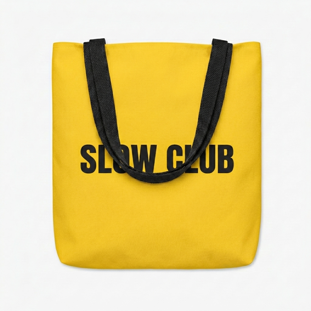 Custom All-Over Print Tote Bag design direction 3: Retro Gradient Wordmark featuring the SLOW CLUB wordmark