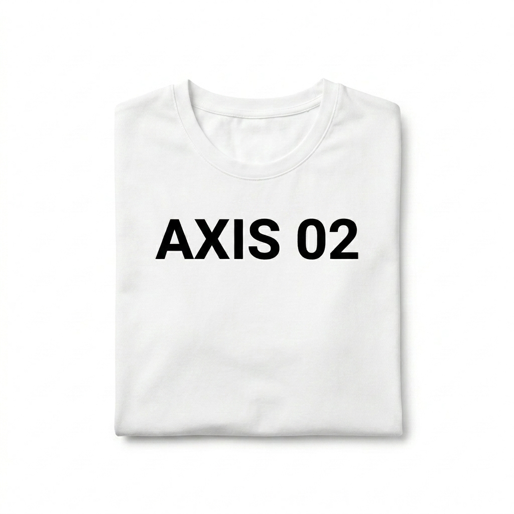 Custom All-Over Print Women’s Crew Neck T-Shirt design direction 2: Digital Flow featuring the AXIS 02 wordmark