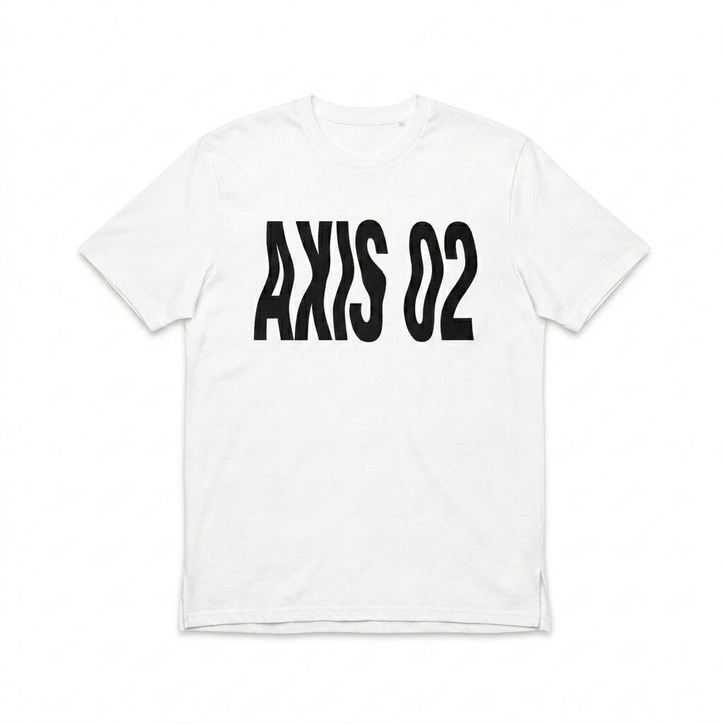 Custom Athletic T-Shirt design direction 3: Distorted Type Statement featuring the AXIS 02 wordmark