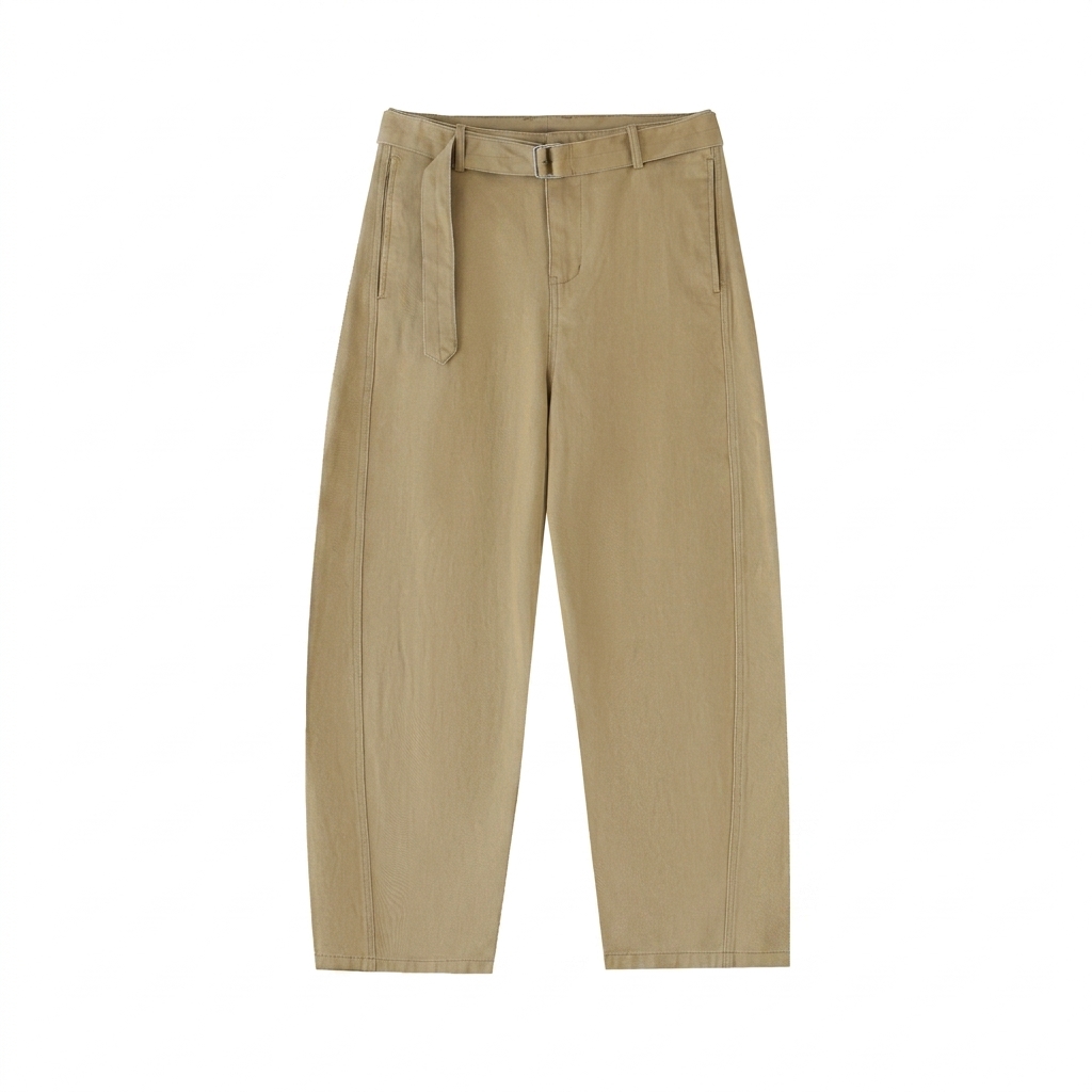 Custom Belted Barrel-Leg Chino Pants — Pants
