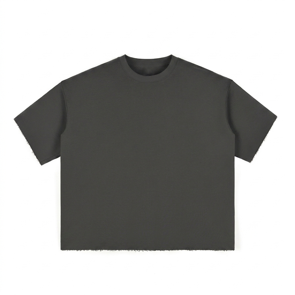 Custom Boxy Half-Sleeve Raw-Edge T-Shirt — T-Shirts