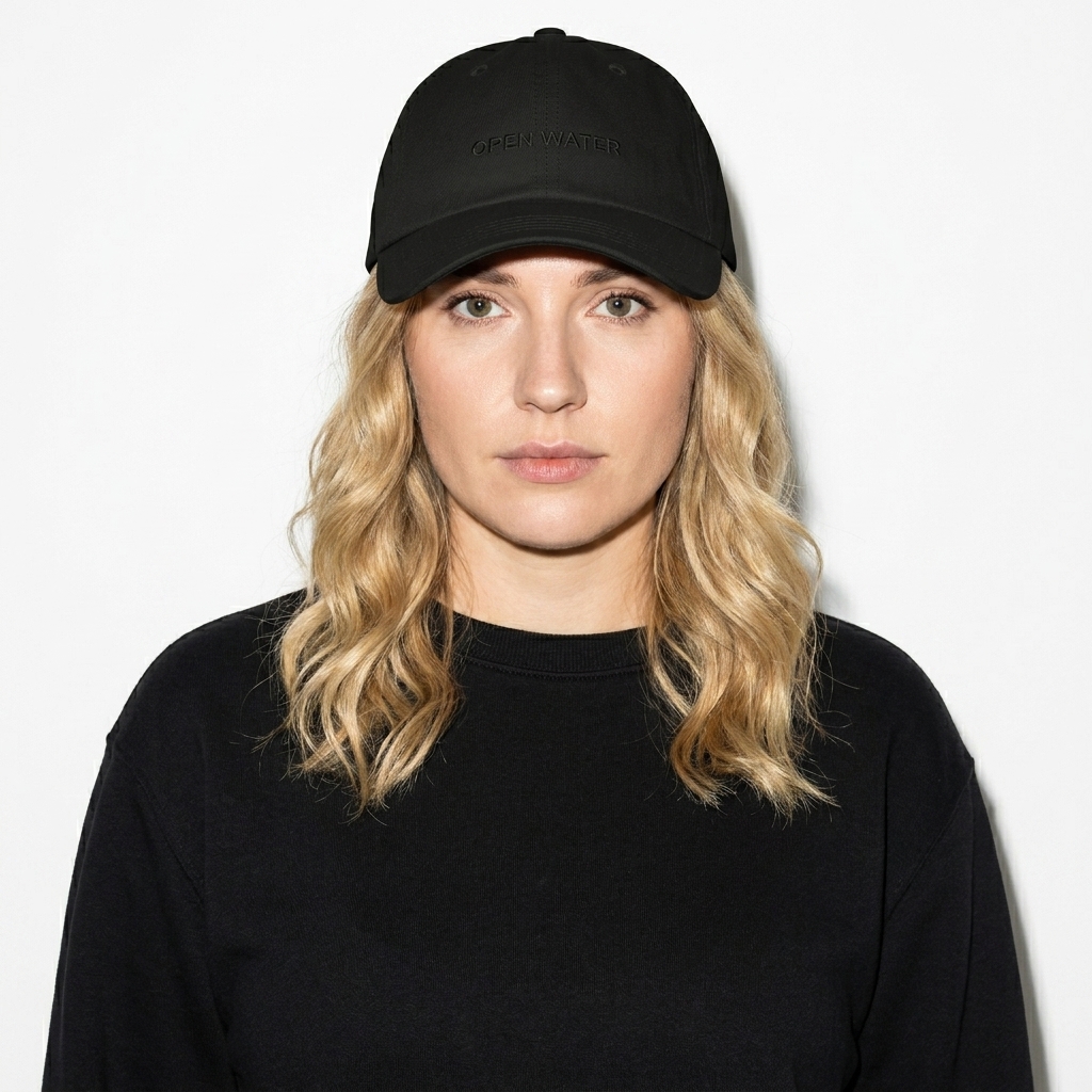 Classic Dad Hat worn by a mid-size Eastern European female fashion influencer, workwear utility styling, studio lookbook — custom classic dad hat