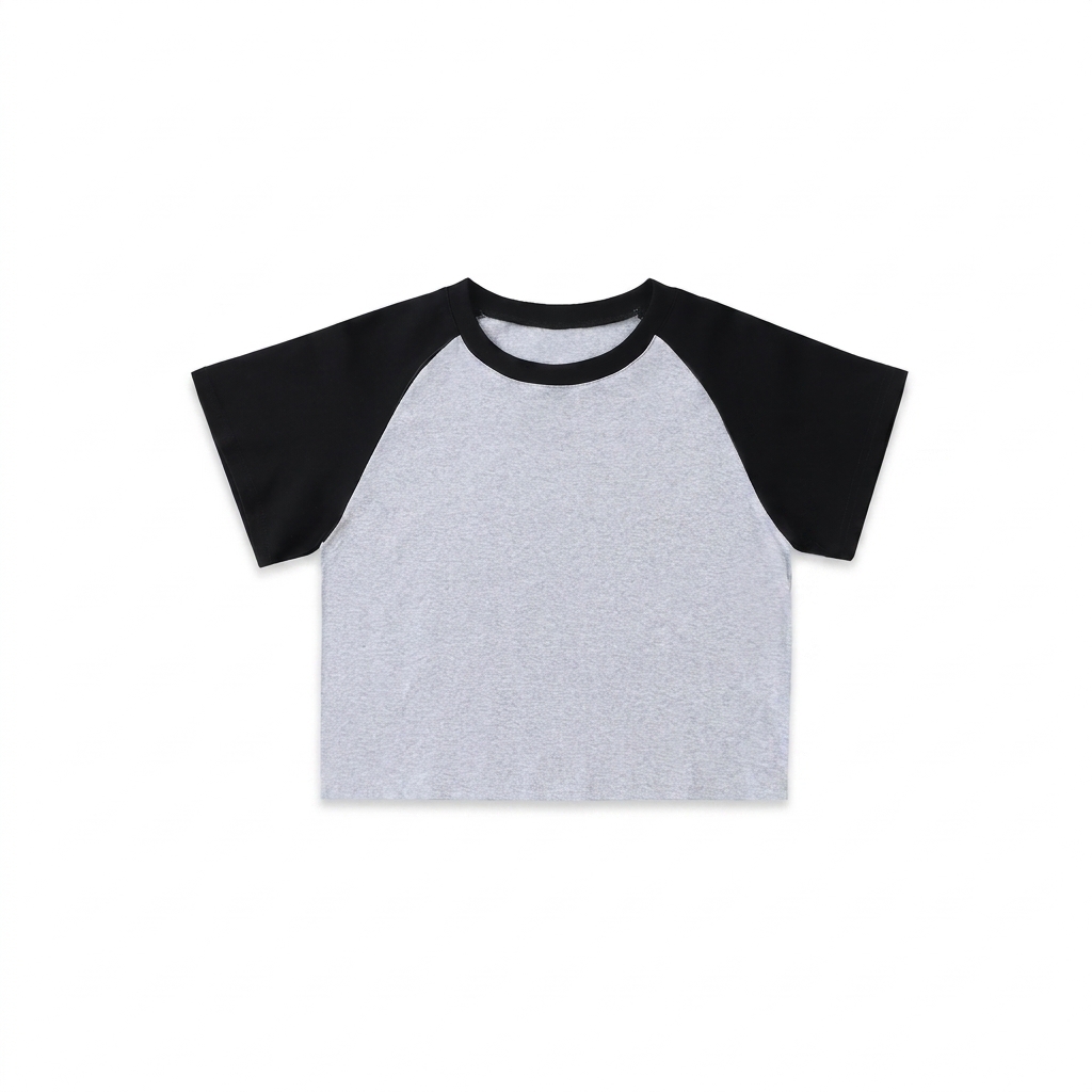 Custom Color-Blocked Raglan Crop Top — T-Shirts