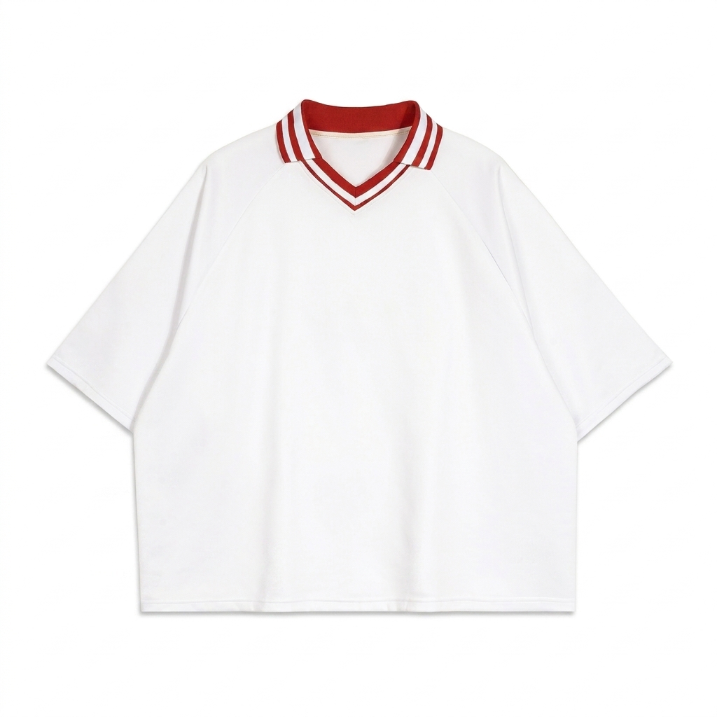 Custom Contrast Lapel Collar Boxy T-Shirt — T-Shirts