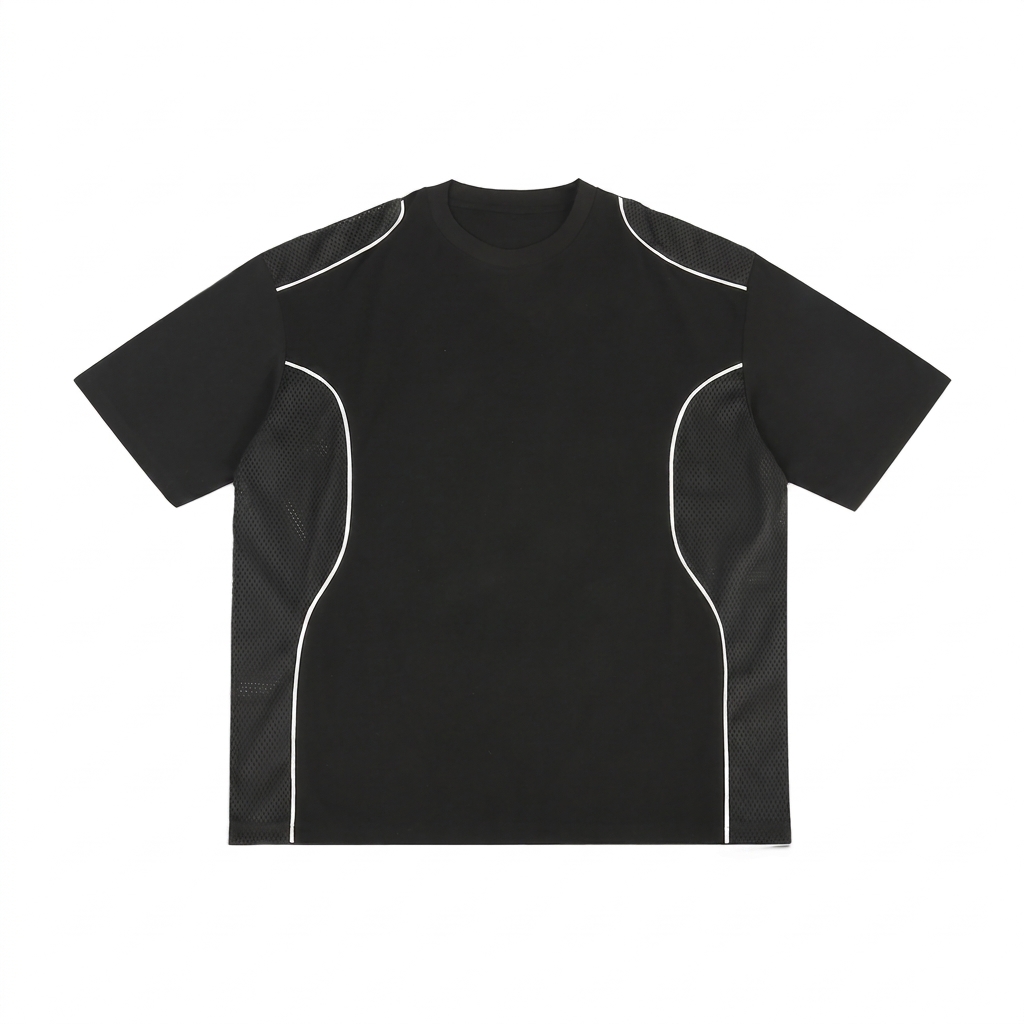 Custom Contrast Piped Panel T-Shirt — T-Shirts