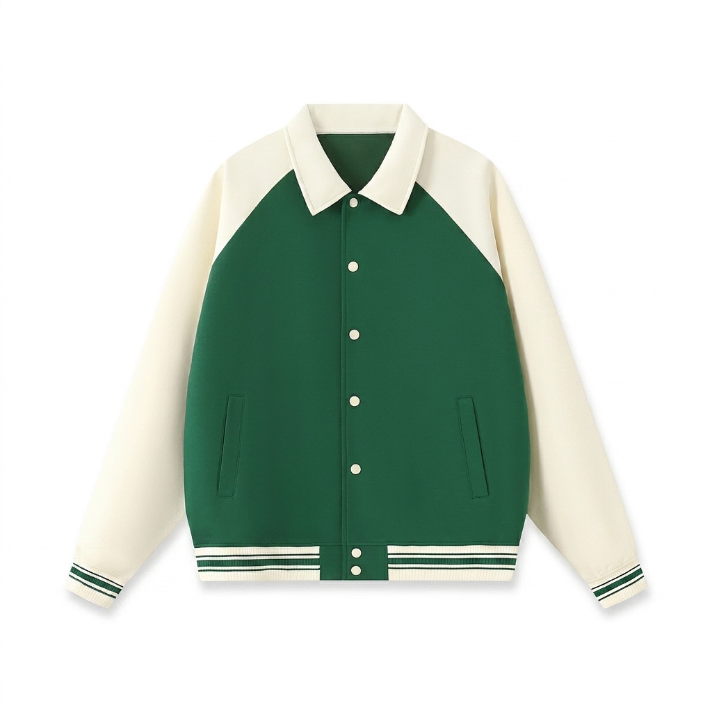 Custom Contrast Raglan Baseball Jacket — Jackets