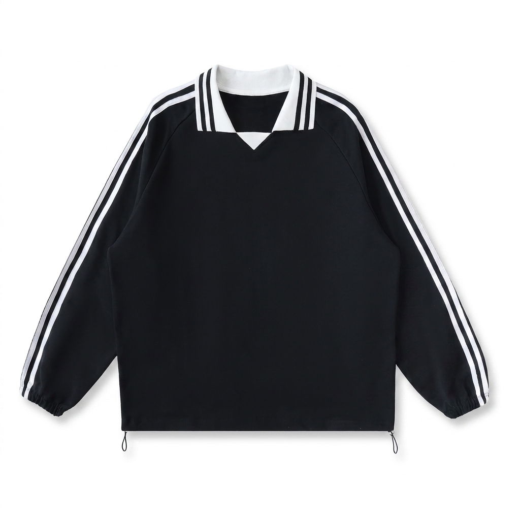 Custom Contrast Striped Collar Sweatshirt — Crewnecks