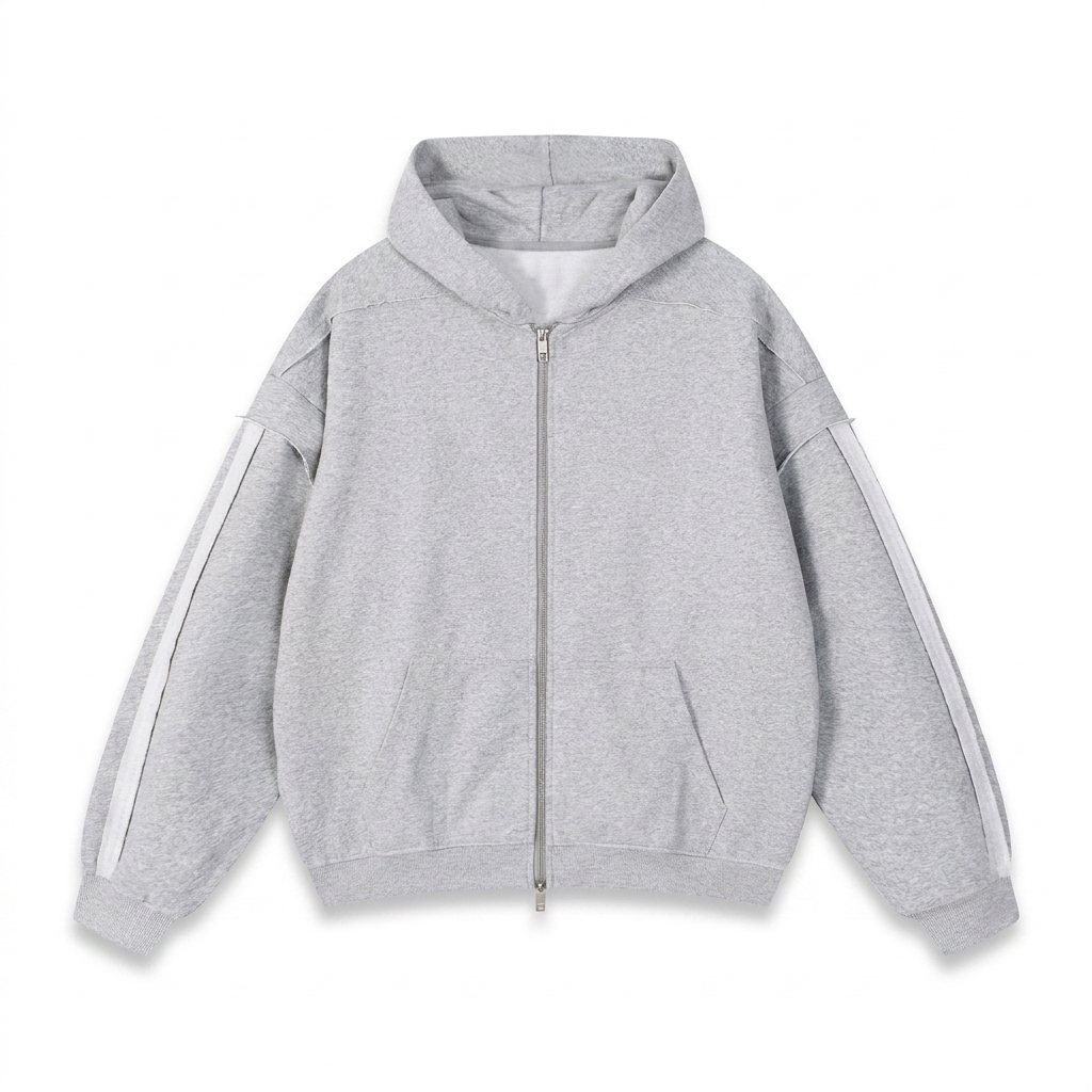 Custom Contrast Tape Zip Hoodie — Hoodies