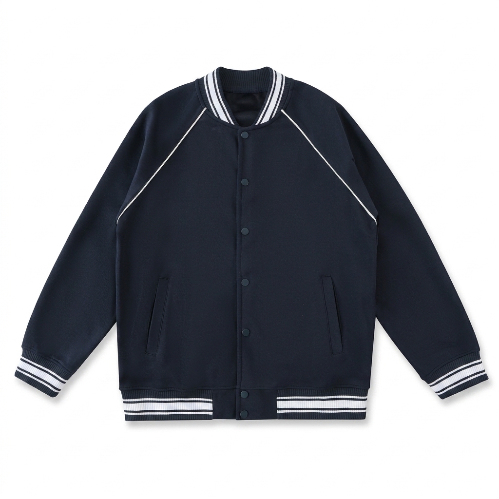 Custom Contrast Trim Varsity Jacket — Jackets