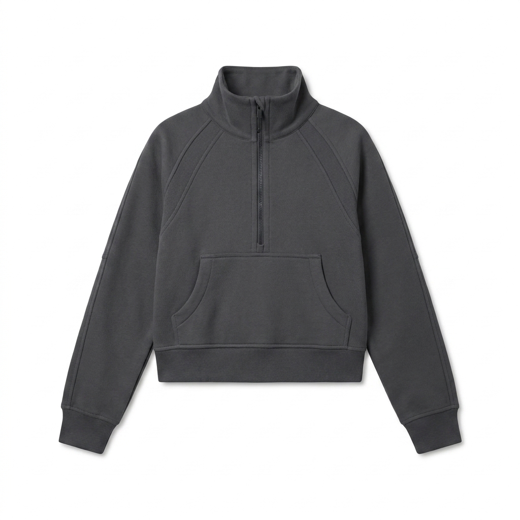 Custom Cropped Half-Zip Sweatshirt — Hoodies