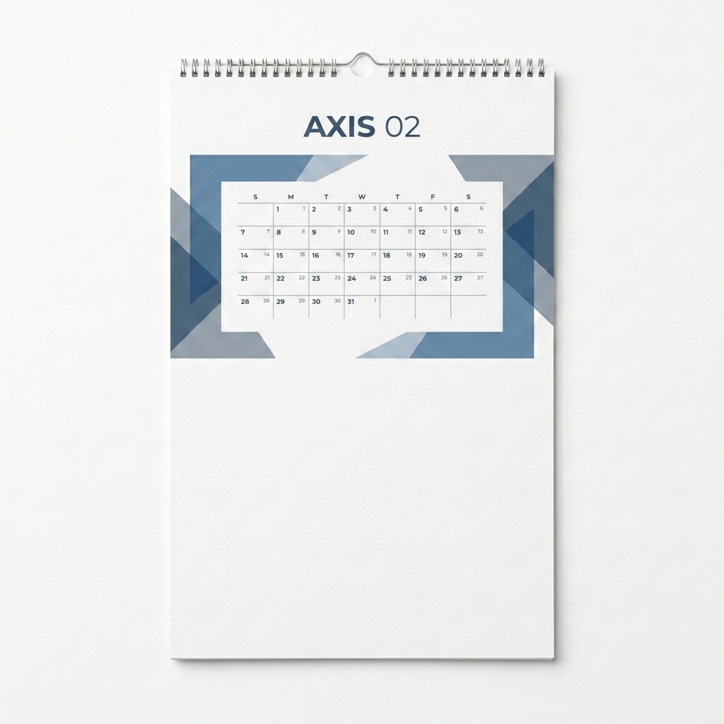 Custom Custom 2025 Wall Calendar design direction 1: Modern Editorial Calendar featuring the AXIS 02 wordmark