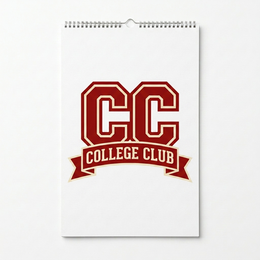 Custom Custom 2025 Wall Calendar design direction 3: Vintage University Calendar featuring the COLLEGE CLUB wordmark