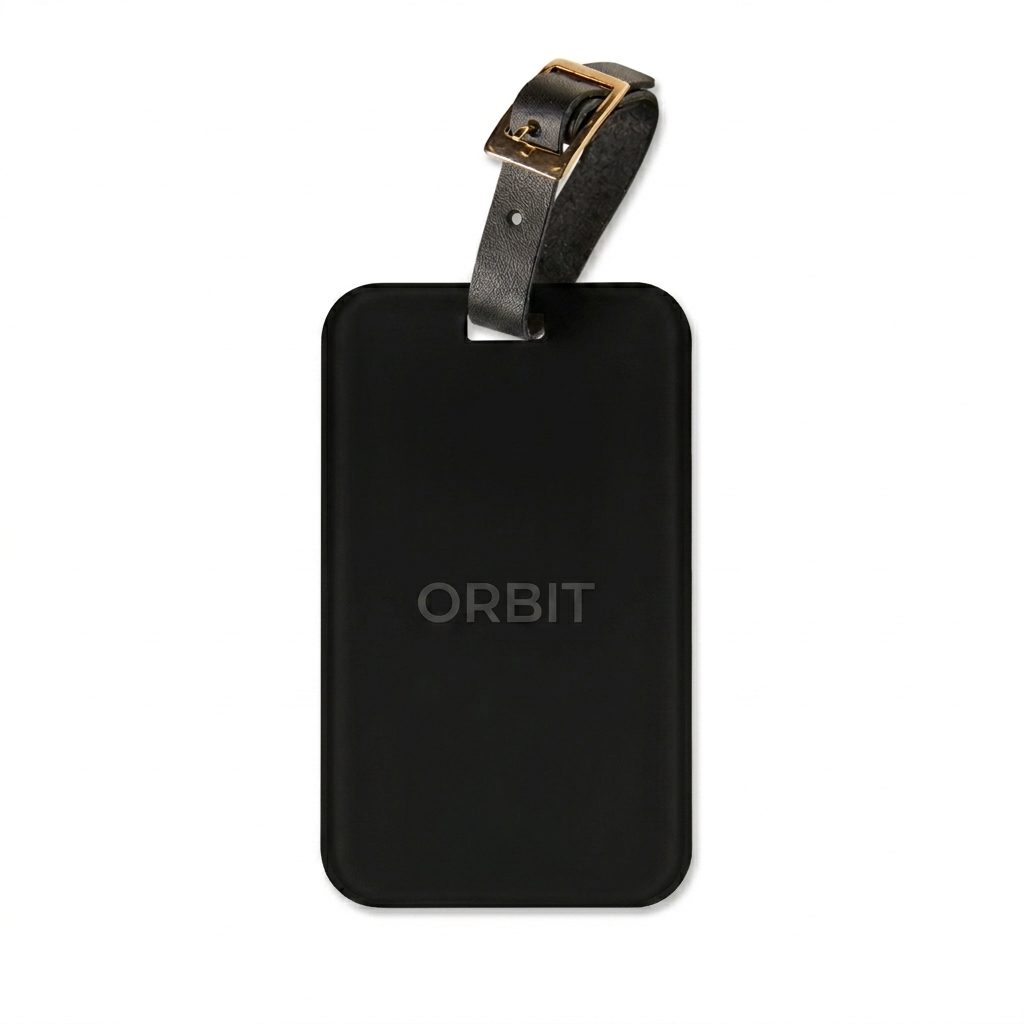 Custom Custom Acrylic Luggage Tag design direction 1: Tonal Minimalist Wordmark featuring the ORBIT wordmark