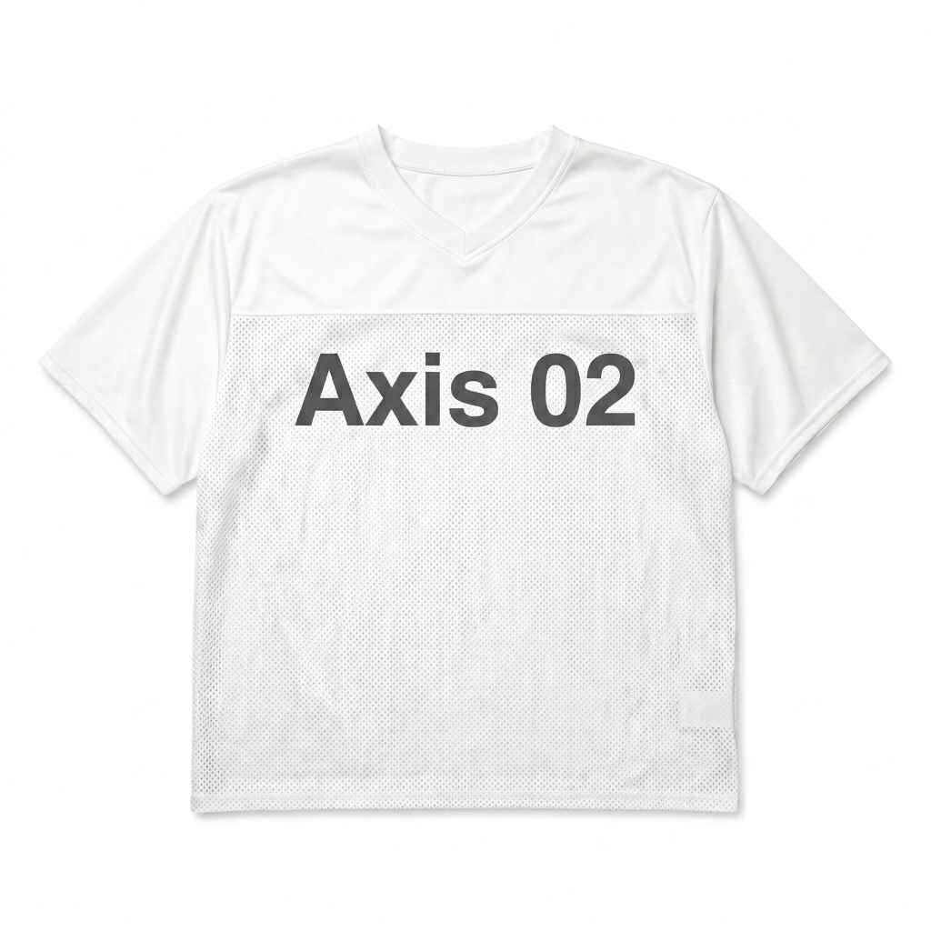 Custom All-Over Print Football Jersey design direction 2: Abstract Geometric Pattern featuring the Axis 02 wordmark