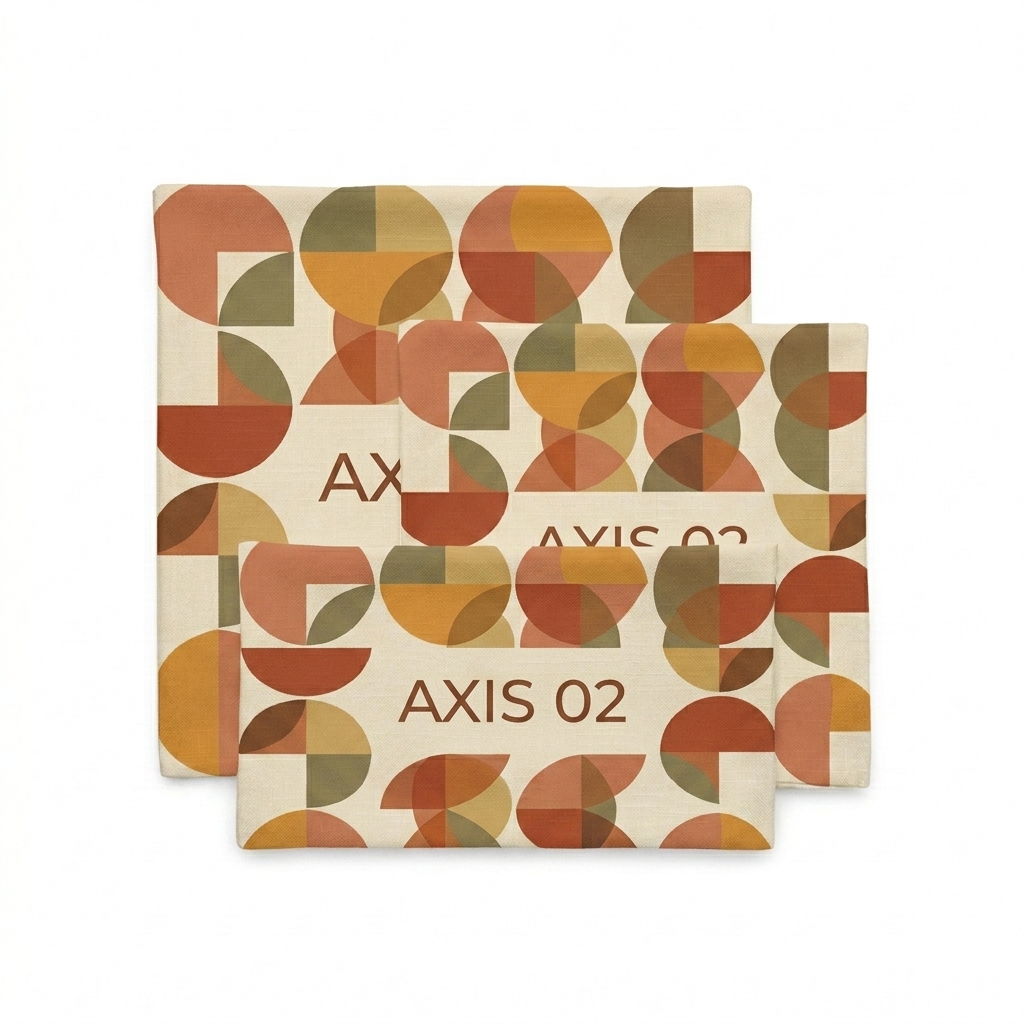 Custom All-Over Print Premium Pillow Case design direction 3: Geometric Pattern featuring the AXIS 02 wordmark