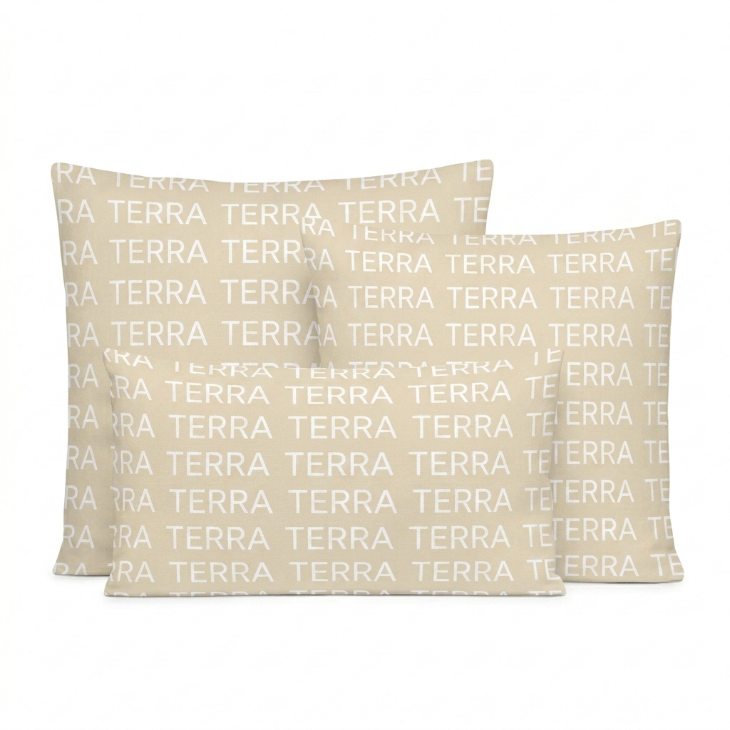 Custom All-Over Print Premium Pillow design direction 1: Botanical Illustration featuring the TERRA wordmark