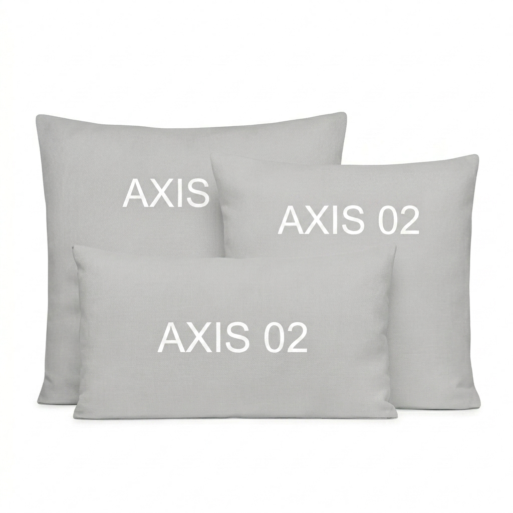 Custom All-Over Print Premium Pillow design direction 2: Geometric Abstraction featuring the AXIS 02 wordmark