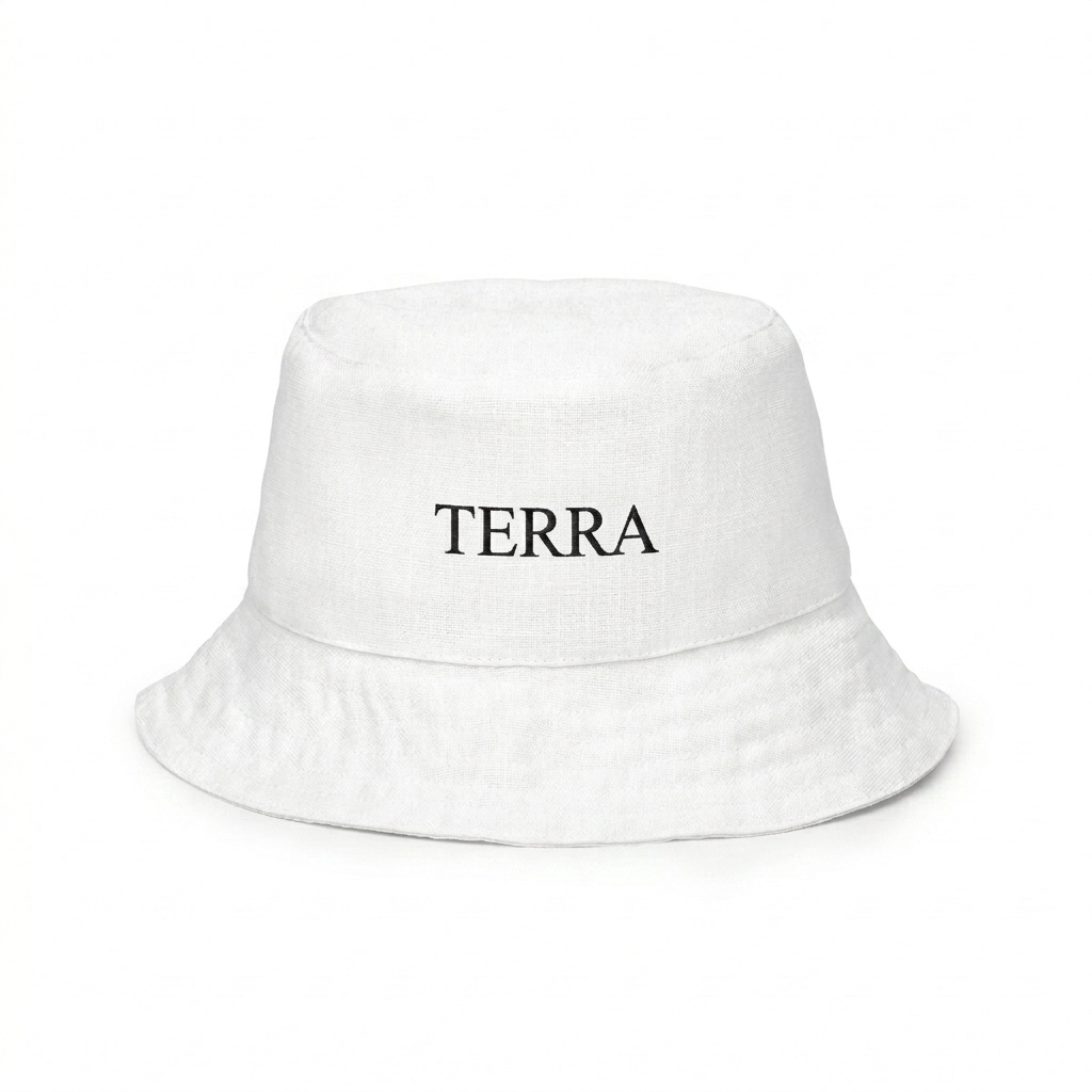 Custom All-Over Print Reversible Bucket Hat design direction 2: Nature-Inspired Illustration featuring the TERRA wordmark