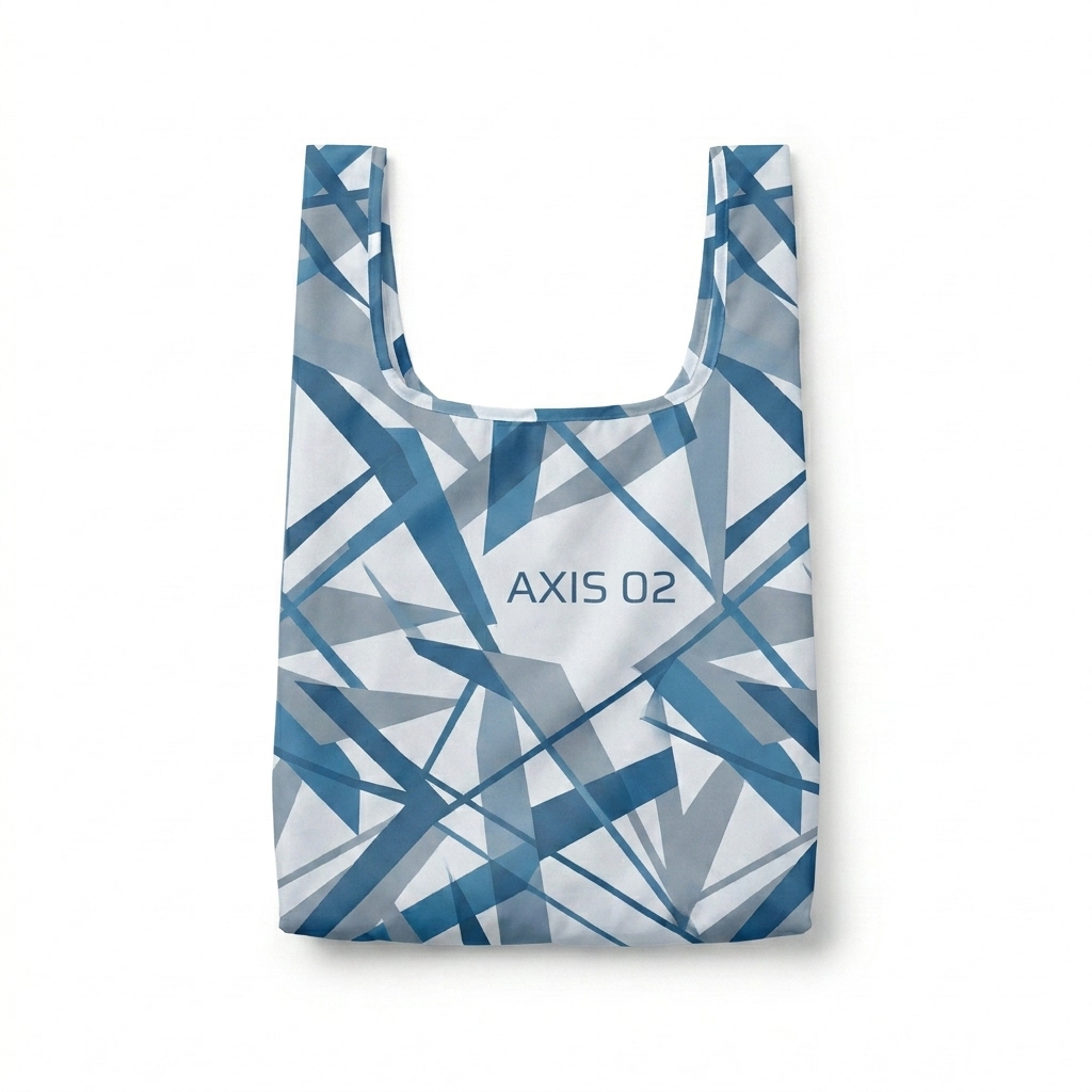 Custom Custom All-Over Print Shopping Bag design direction 1: Abstract Geometric featuring the AXIS 02 wordmark