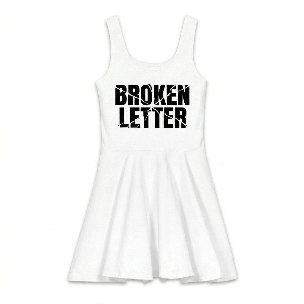 Custom All-Over Print Skater Dress design direction 3: Typography Experiment featuring the BROKEN LETTER wordmark