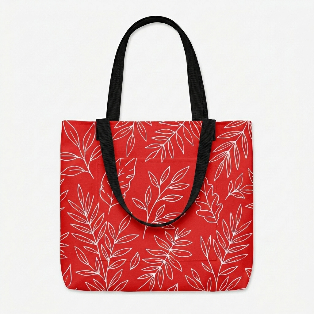 Custom All-Over Print Tote Bag design direction 2: Botanical Sketch Illustration featuring the GREEN ROOM wordmark