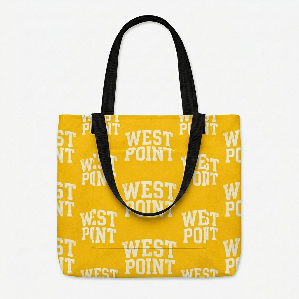 Custom All-Over Print Tote Bag design direction 3: Retro Collegiate Wordmark featuring the WEST POINT wordmark