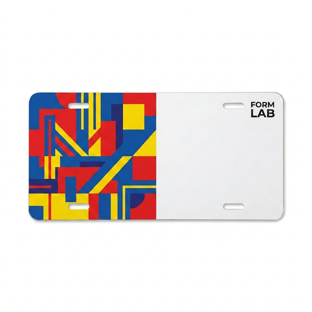 Custom Custom Aluminum Vanity Plate design direction 2: Abstract Geometric featuring the FORM LAB wordmark