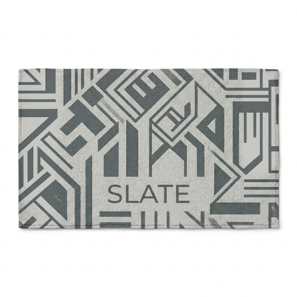 Custom Custom Area Rug design direction 1: Tonal Abstract Geometry featuring the SLATE wordmark