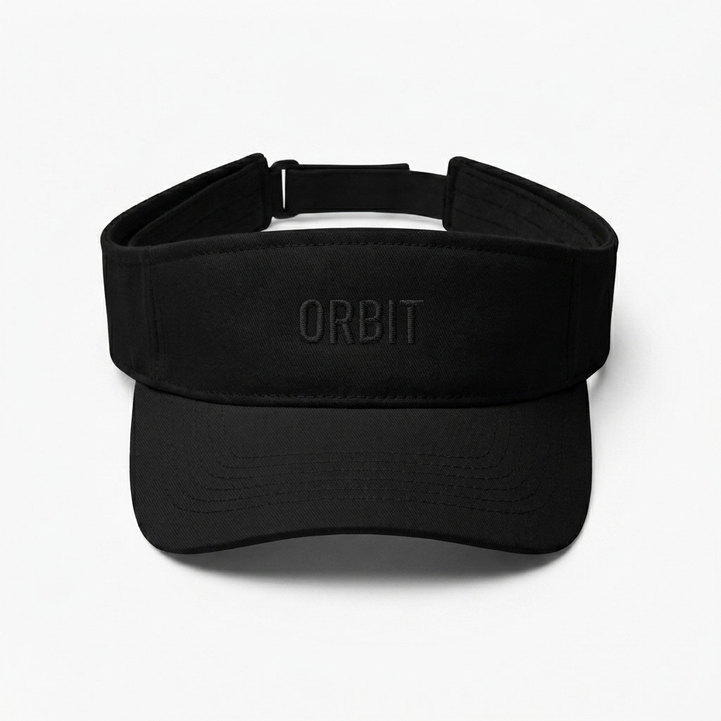 Custom Athletic Performance Visor design direction 1: Tonal Minimalist Wordmark featuring the ORBIT wordmark