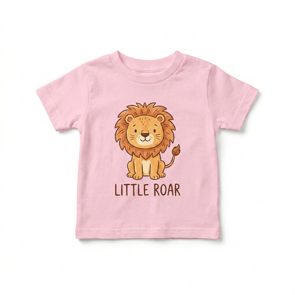 Custom Baby Staple Tee design direction 2: Bold Graphic Illustration featuring the LITTLE ROAR wordmark