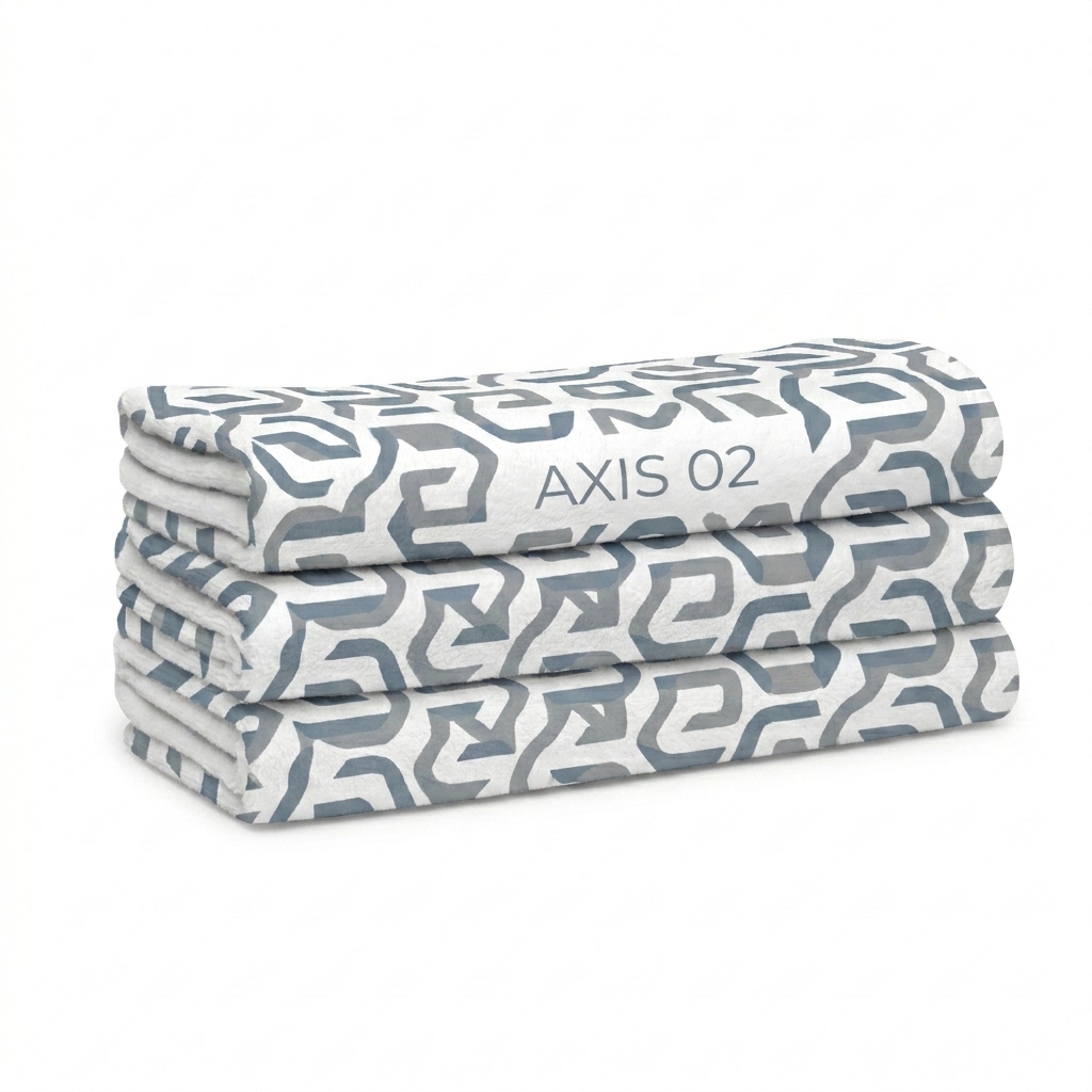Custom Custom Beach Towel design direction 1: Abstract Geometric Pattern featuring the AXIS 02 wordmark