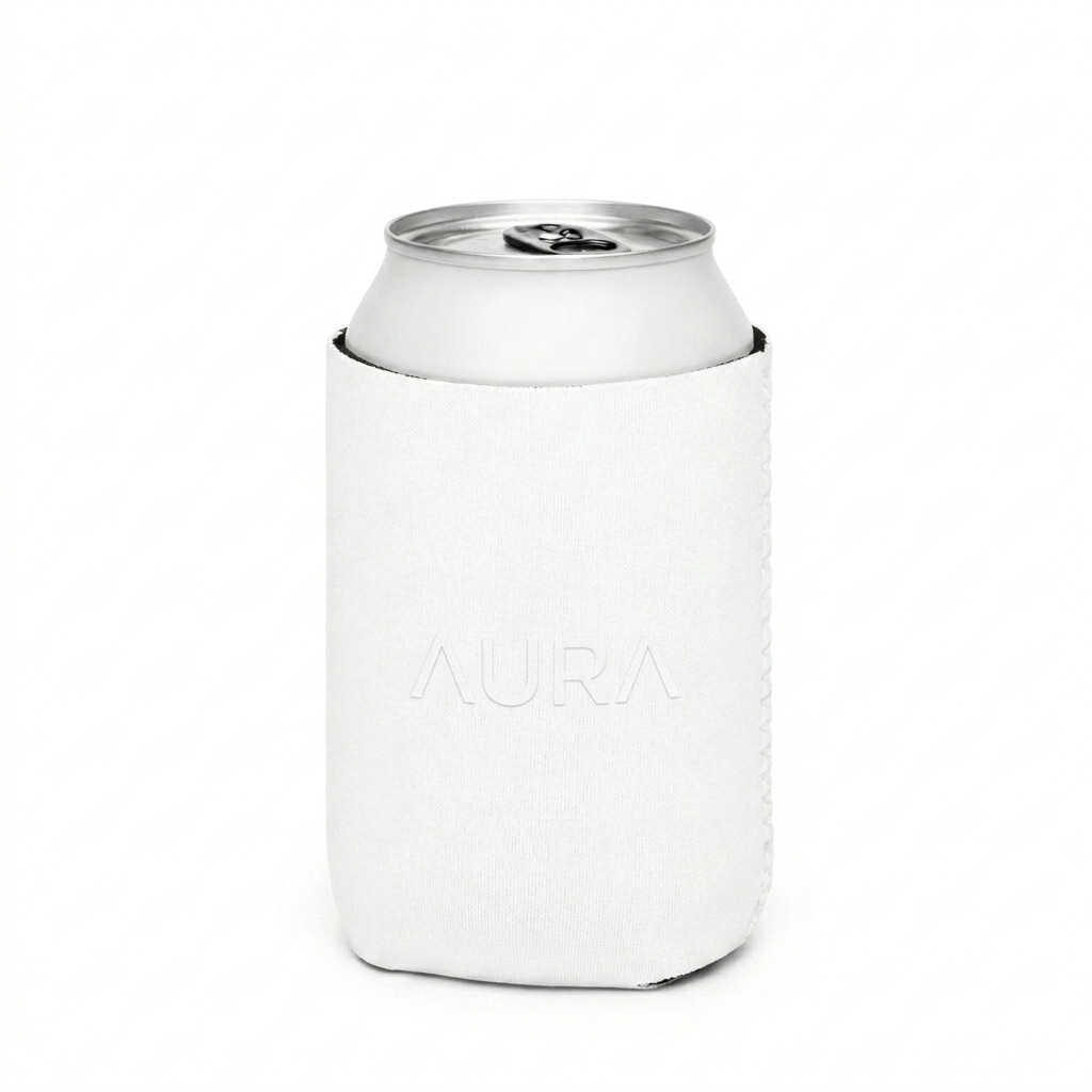 Custom Custom Can Cooler design direction 1: Tonal Minimalist Wordmark featuring the AURA wordmark