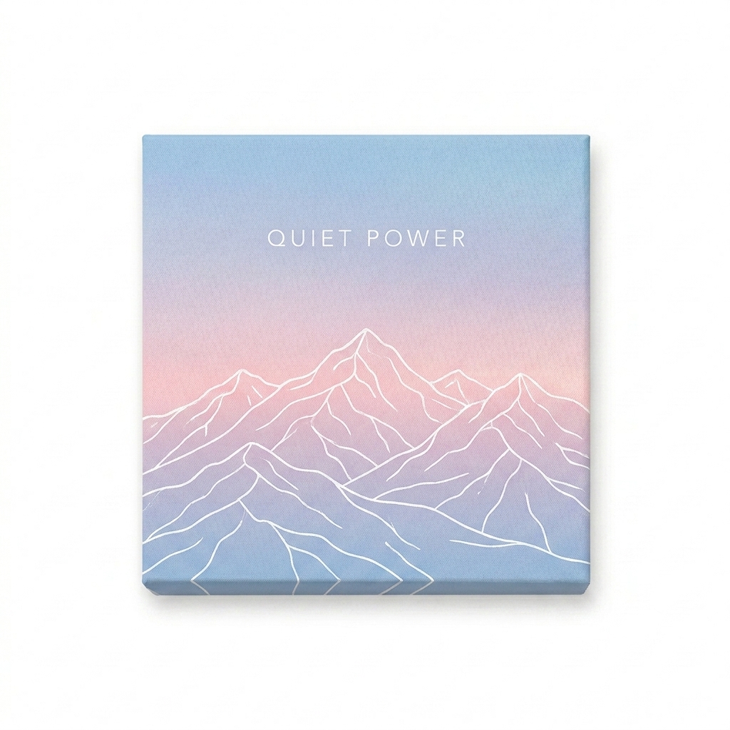 Custom Custom Canvas Print design direction 2: Minimalist Line Art Landscape featuring the QUIET POWER wordmark