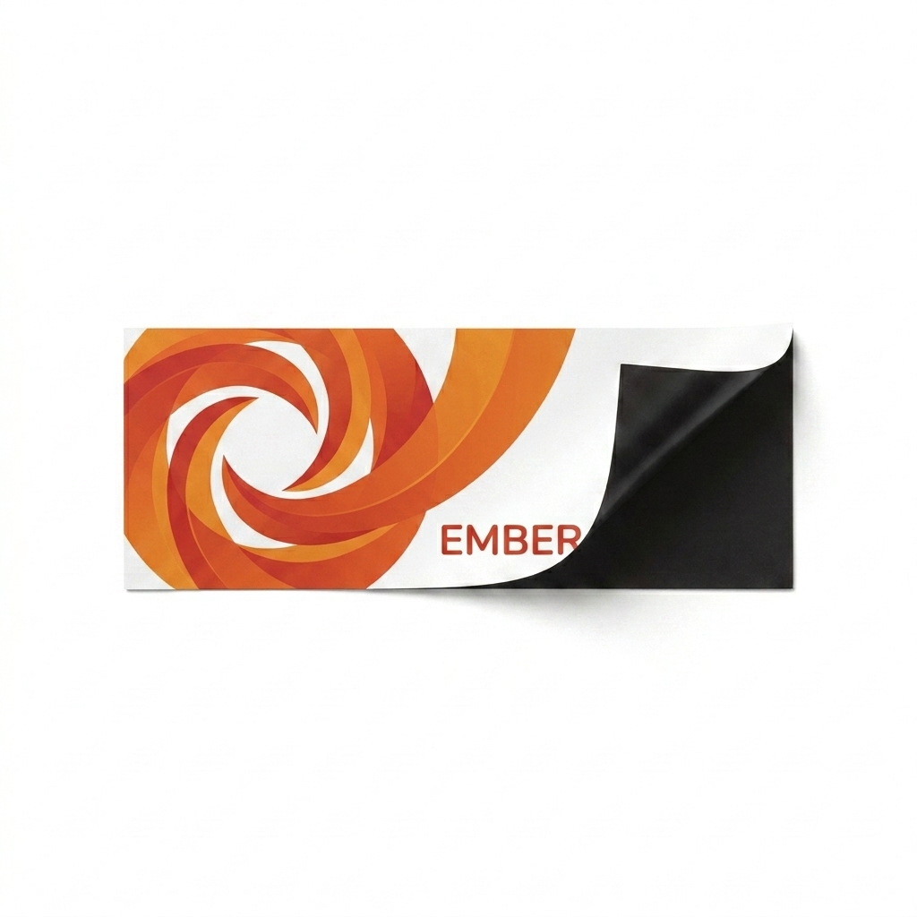 Custom Custom Car Magnet design direction 2: Abstract Geometric Swirl featuring the EMBER wordmark