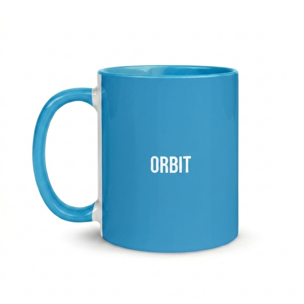 Custom Ceramic Two-Tone Mug design direction 1: Minimalist Wordmark featuring the ORBIT wordmark