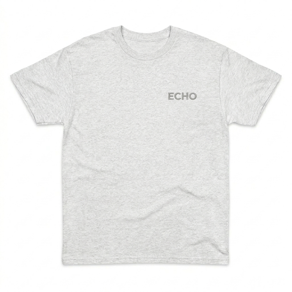 Custom Unisex Classic T-Shirt design direction 1: Subtle Identity featuring the ECHO wordmark