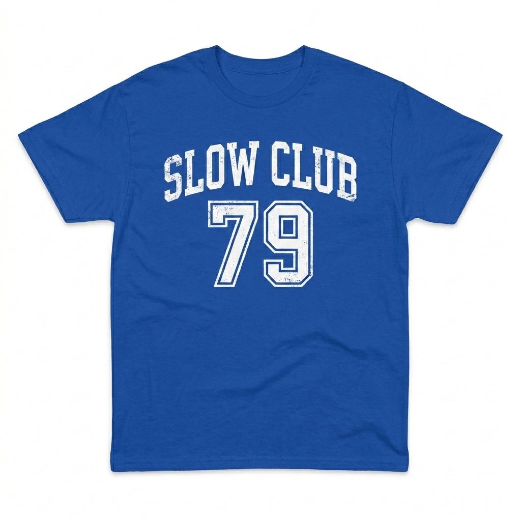 Custom Unisex Classic T-Shirt design direction 3: Varsity Spirit featuring the SLOW CLUB wordmark