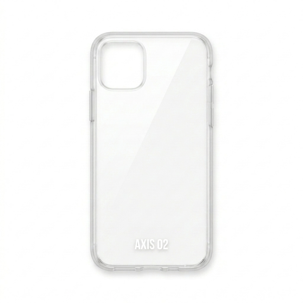 Custom Custom Clear iPhone Case design direction 1: Minimalist Utility Wordmark featuring the AXIS 02 wordmark