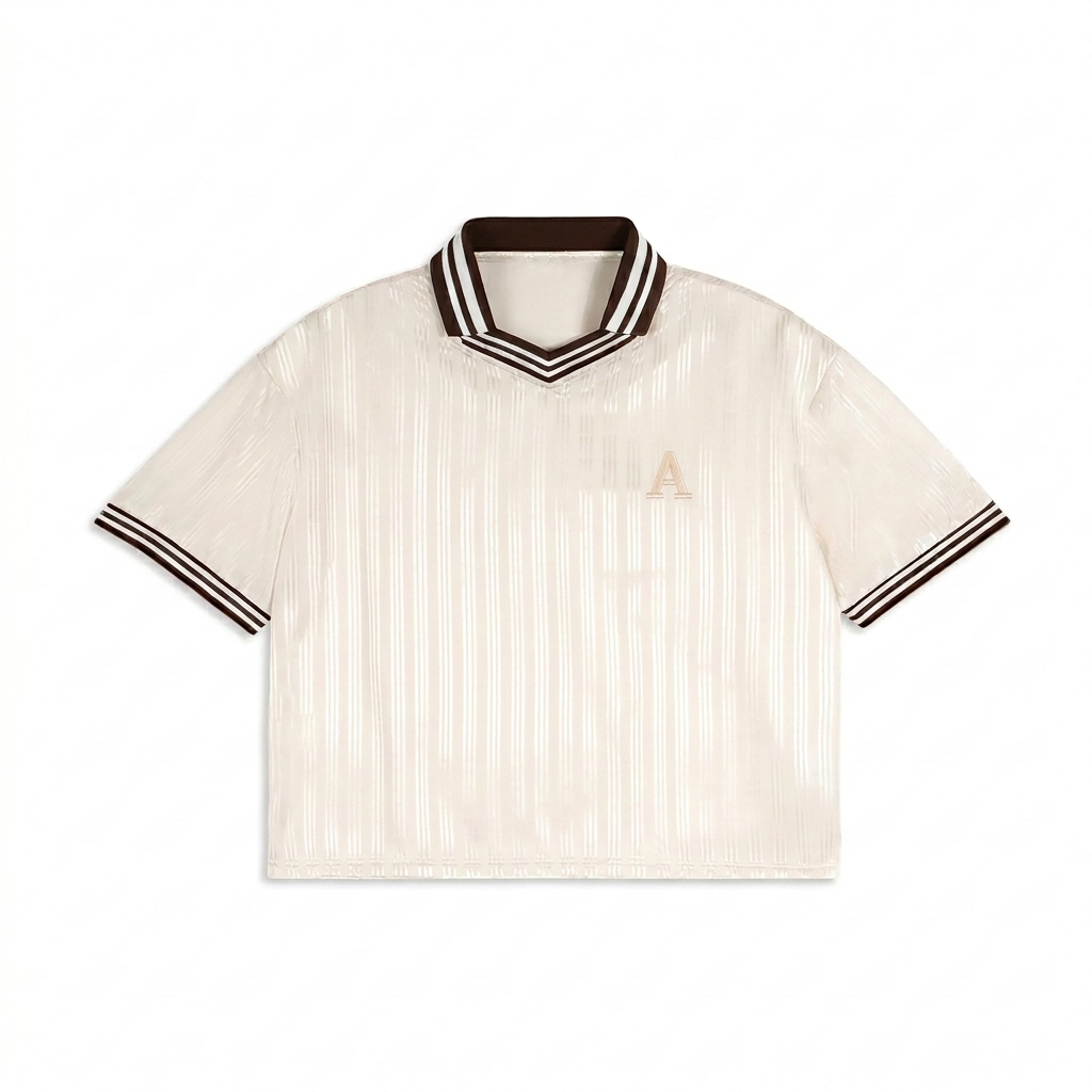 Custom Custom Contrast Stripe Polo T-Shirt design direction 1: Tonal Modern Monogram featuring the ALTA wordmark