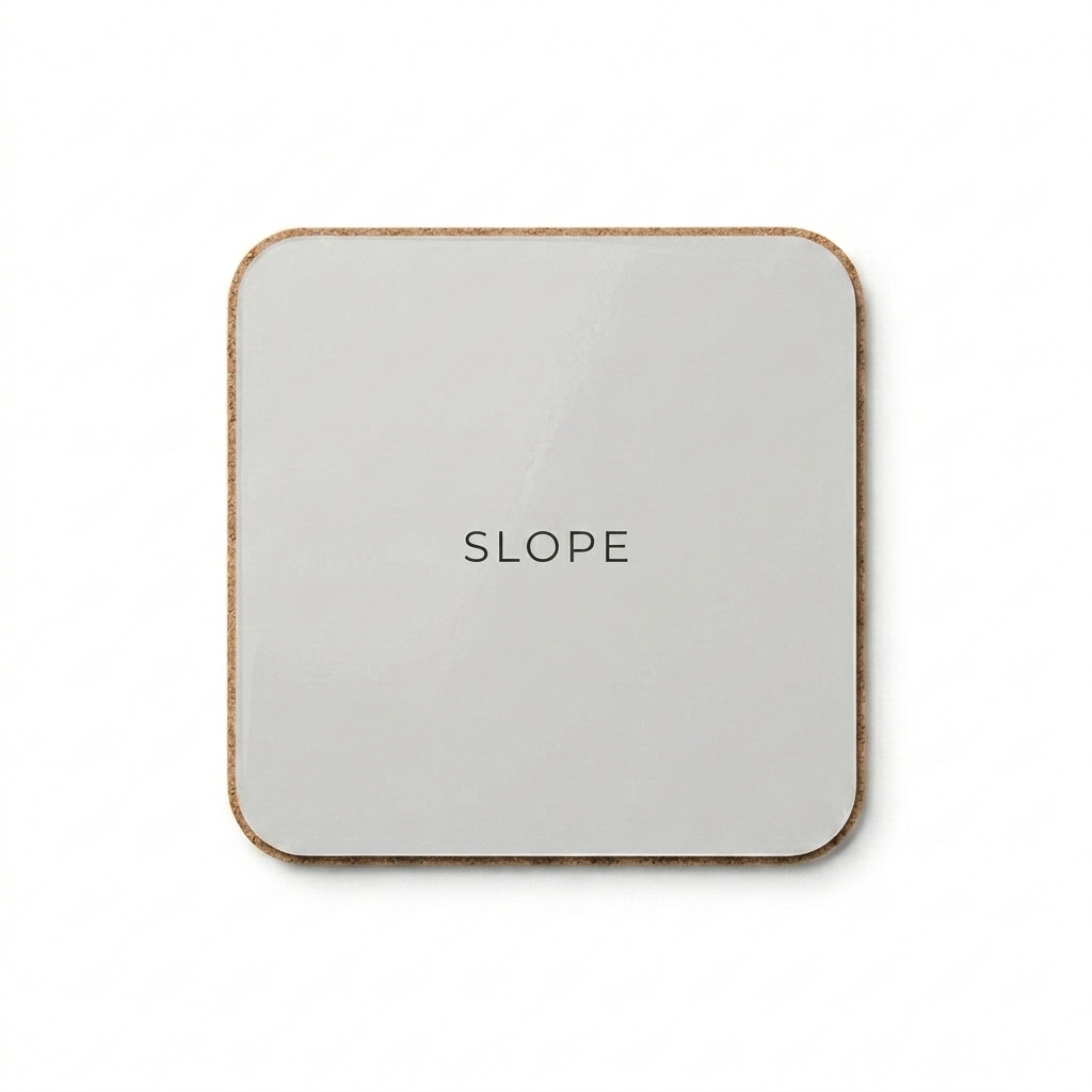 Custom Custom Cork-Back Coaster design direction 1: Minimalist Wordmark featuring the SLOPE wordmark